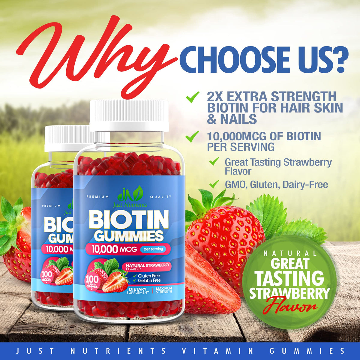 Biotin 10,000mcg Gummies for Hair Growth, Skin & Nails (100 Count) - 2x Maximum Strength Biotin Vitamins for Women & Men - Gluten-Free, Vegan, Non-GMO - PrimeBioHealth - canada supplements