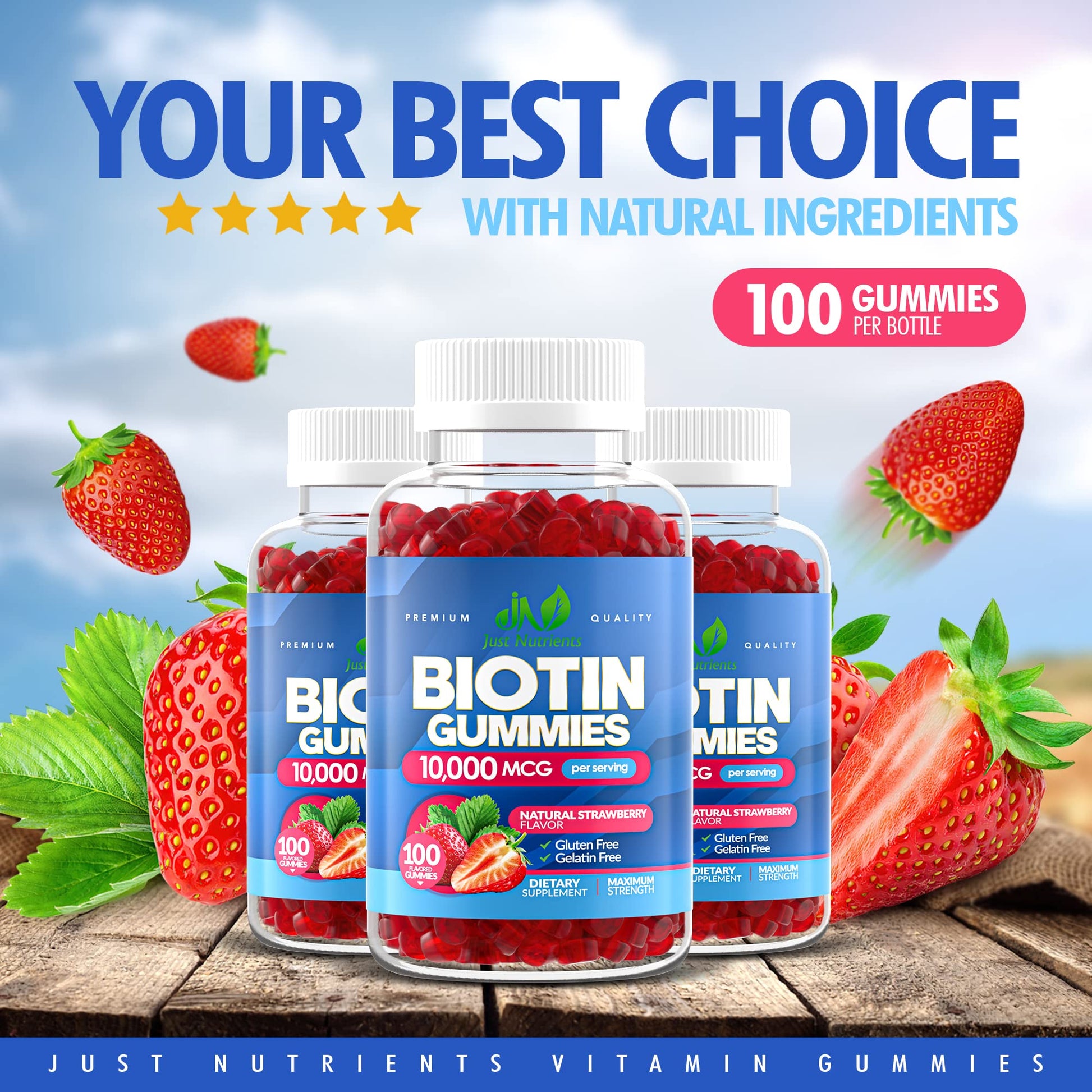 Biotin 10,000mcg Gummies for Hair Growth, Skin & Nails (100 Count) - 2x Maximum Strength Biotin Vitamins for Women & Men - Gluten-Free, Vegan, Non-GMO - PrimeBioHealth - canada supplements