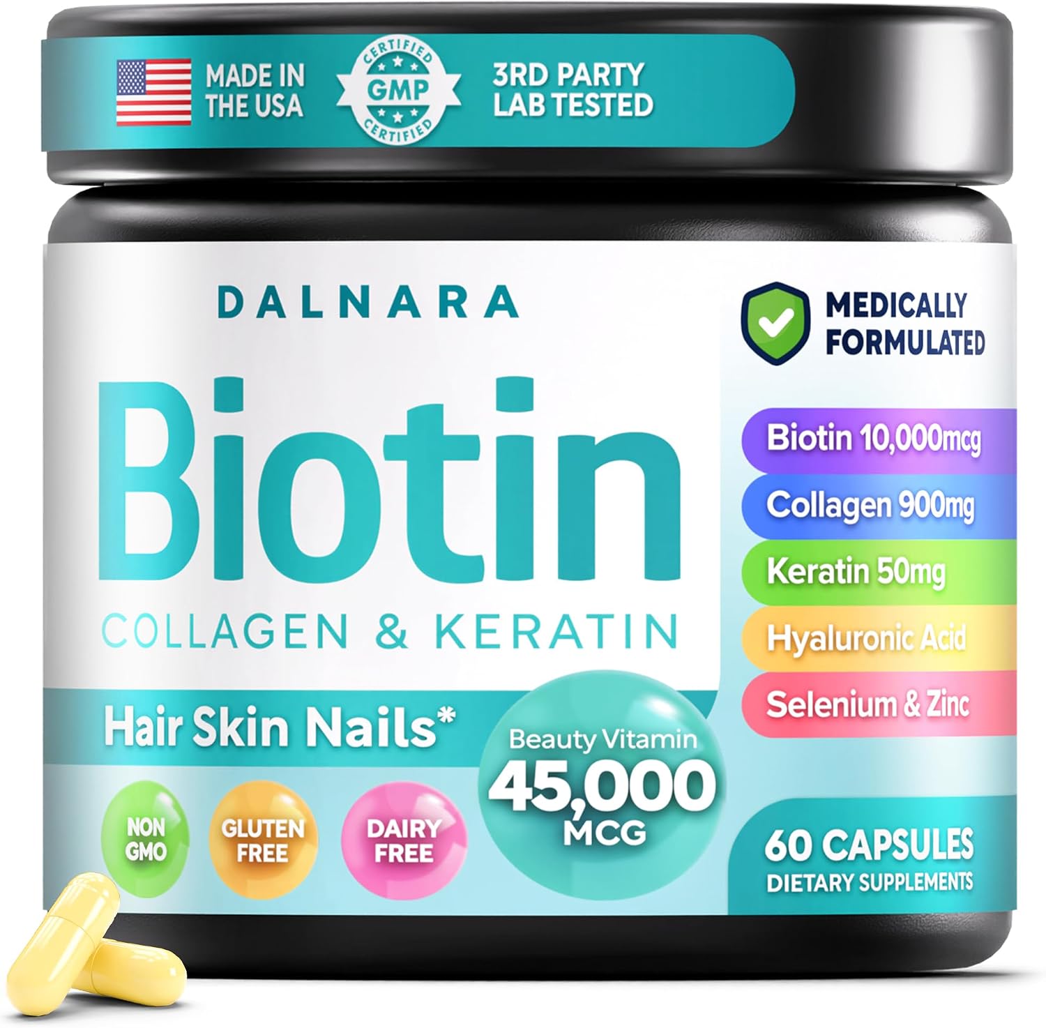 Biotin and Collagen supplements Hair Skin & Nails Vitamin for women and men - PrimeBioHealth - canada supplements
