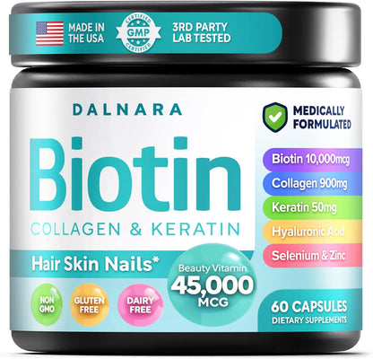 Biotin | Collagen| Keratin 60ct Hair Skin & Nails Vitamin For Women and Men - PrimeBioHealth - canada supplements