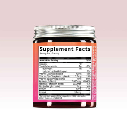 Biotin Gummies for Hair, Skin & Nails. 5,000 mcg High Potency Vegan Vitamins for Faster Hair Growth, Stronger Nails & Healthy Skin. with Vitamins C & E, 90 Gummies