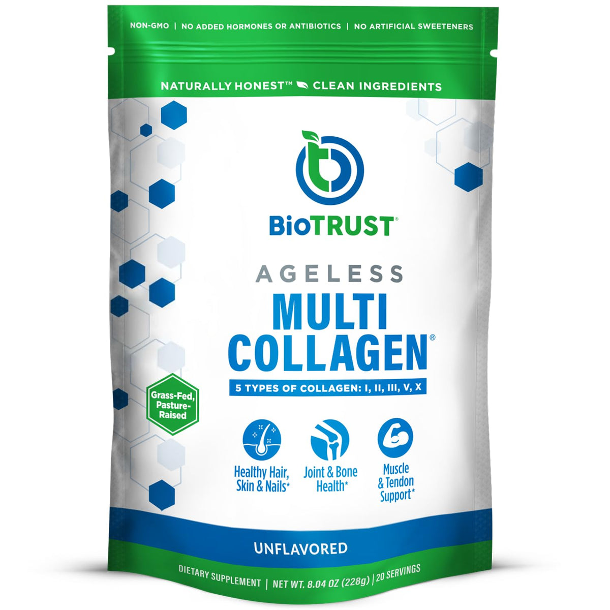 BioTrust Ageless Multi Collagen Peptides Powder - 5 Types (I, II, III, V, X) - Unflavored Collagen Powder for Women & Men - Hydrolyzed Protein - PrimeBioHealth - canada supplements