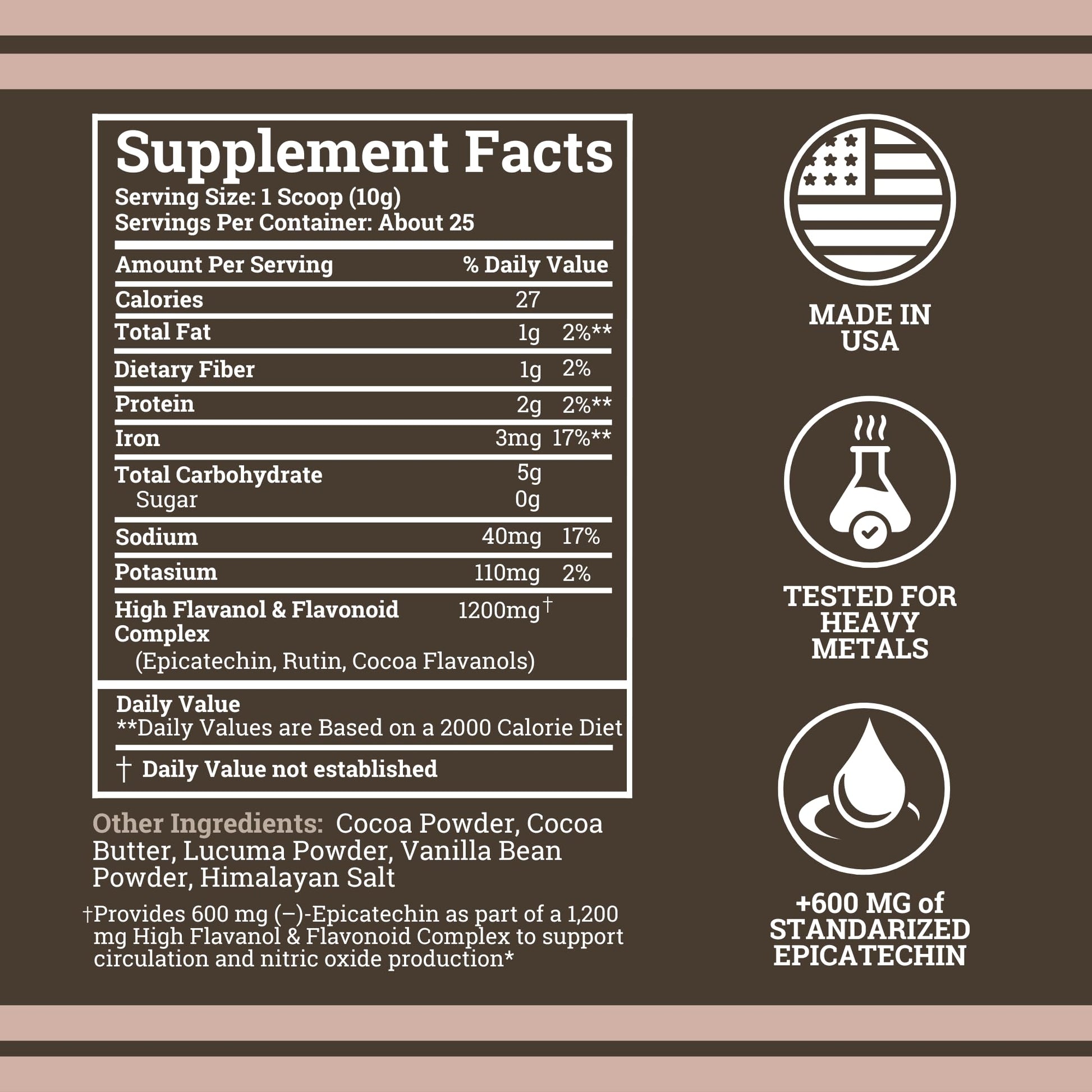 Black Forest High Flavanol Cocoa Powder (1200mg Flavanols & Flavonoids Supplements)10X More Flavanols (Epicatechin) Than Cocoa & 600mg of Epicatechin Supplement - PrimeBioHealth - canada supplements