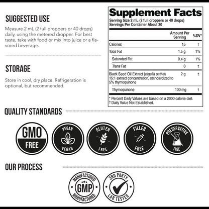 Black Seed Oil Softgels | 5% Thymoquinone - TQ-Advanced® | High Potency - 500 mg per Capsule - 15:1 Concentrate from Nigella Sativa Extract, Raw Form, Vegan Formula, Glass Bottle (60 Softgels) - PrimeBioHealth - canada supplements