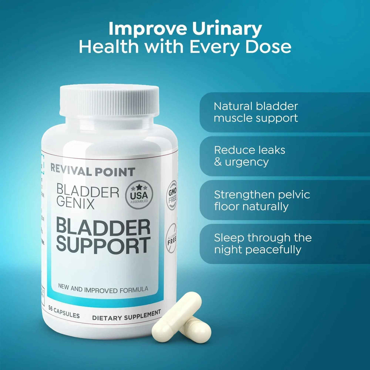 Bladdergenix Bladder Control Supplement for Women and Men – Natural Urinary Urgency & Frequency Support – Crataeva Nurvala & Lindera Aggregata Herbal Blend for Bladder Health – 56 Capsules