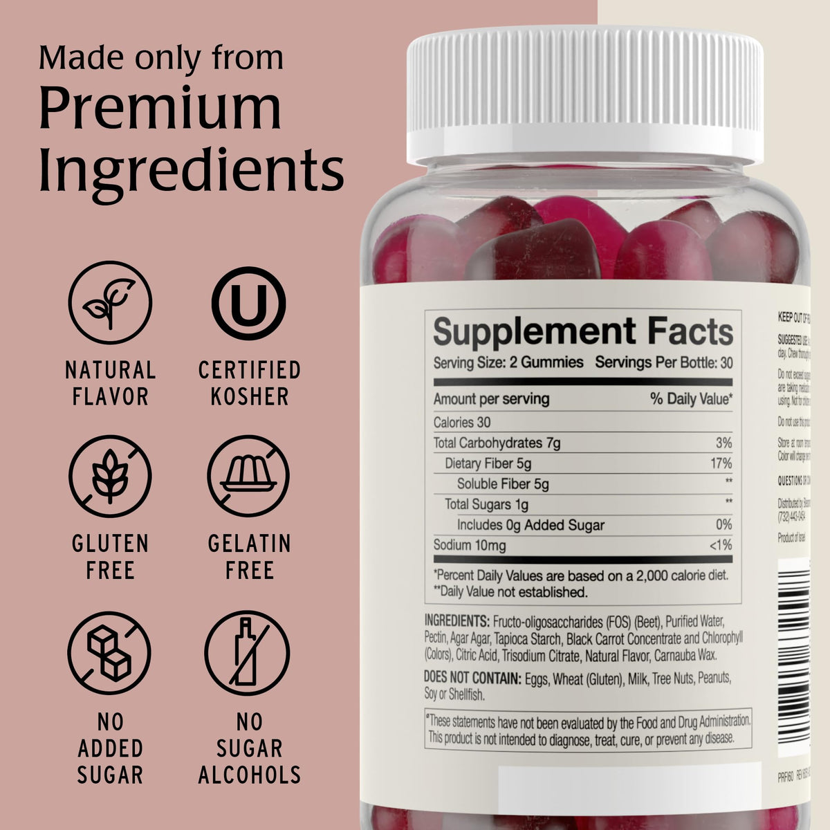 Blessments - Prebiotic Fiber Gummies for Adults & Kids with No Added Sugar- 5g (60 Count-2 Pack) High Fiber Supplement Gummies - Vegan - Keto Friendly - PrimeBioHealth - canada supplements