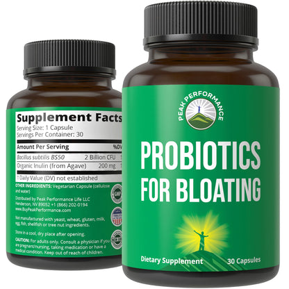 Bloat and Gas Probiotic - Proven Relief with Clinically Studied Bacillus Subtilis BS50 + Prebiotic Fiber - Fast Acting Anti Bloating Pills Supplement - PrimeBioHealth - canada supplements