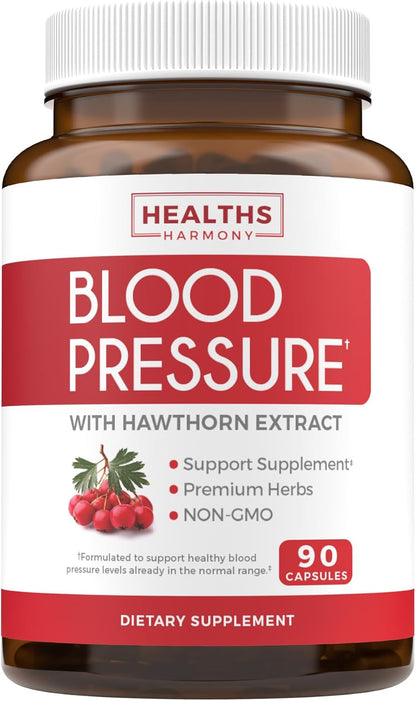Blood Pressure Support Supplement (NON-GMO) Premium Natural Herbs, Vitamins & Berries - High Dosage of Hawthorn Berry Extract – Supports Blood Pressure Levels Already In The Normal Range – 90 Capsules - PrimeBioHealth - canada supplements