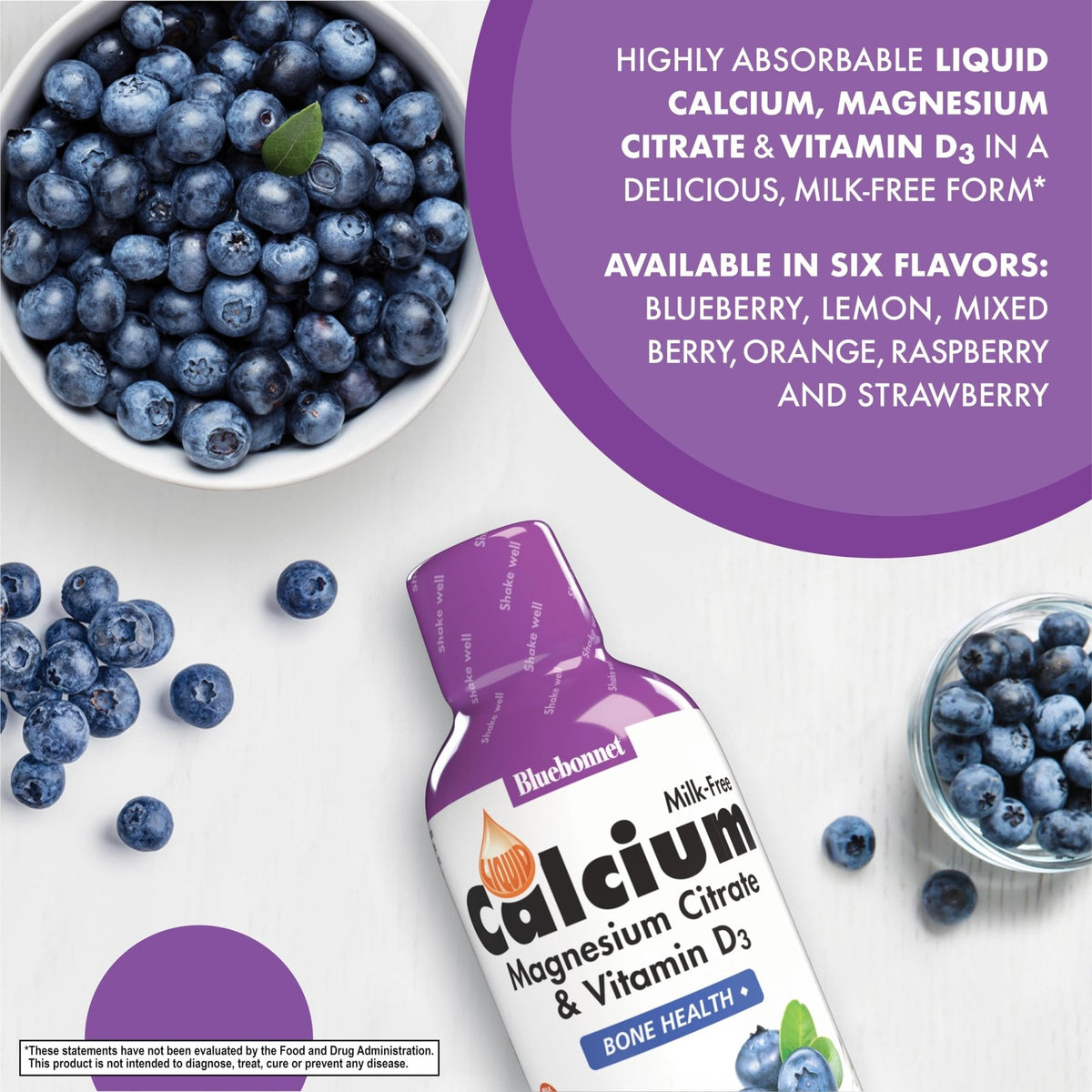 Bluebonnet Nutrition Liquid Calcium Citrate, Magnesium, Vitamin D3, Bone Health, Gluten Free, Soy Free, Milk Free, Kosher, 16 fl oz, 32 Servings, Mixed Berry Flavor - PrimeBioHealth - canada supplements