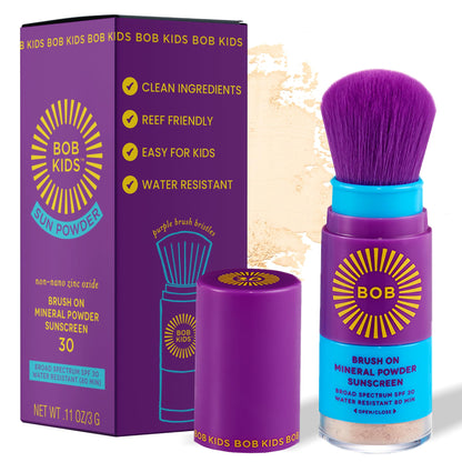 BOB KIDS SPF 30 Brush On Mineral Powder Sunscreen, Broad Spectrum Protection, Water Resistant 80 Mins, Fragrance Free - PrimeBioHealth - canada supplements