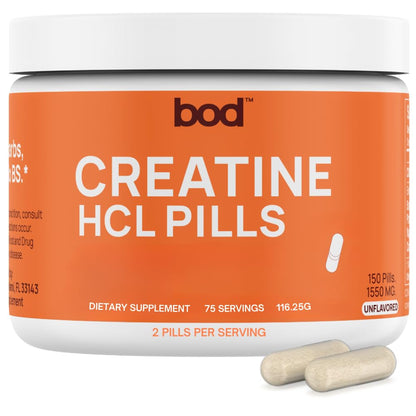 Bod Creatine HCL Capsules – 150 Pills | Creatine Hydrochloride Supplement for Men & Women | Easy-to-Swallow Alternative to Monohydrate Powder, Unflavored & Keto-Friendly - PrimeBioHealth - canada supplements