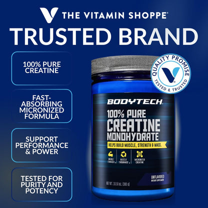 BodyTech Creatine Monohydrate Powder, Unflavored Micronized Creatine Formula for Men and Women, 5g per Serving, Pre Workout & Post Workout Supplement - PrimeBioHealth - canada supplements