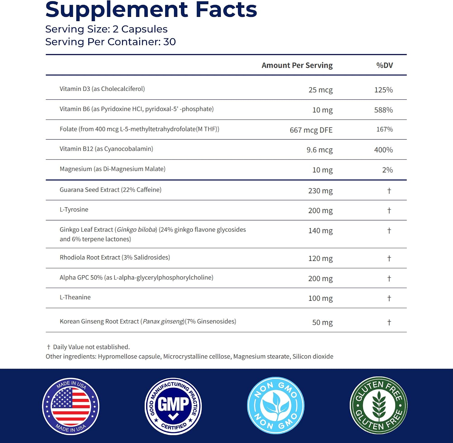 BONE SCIENCE Prime Brain Memory & Focus Support Supplement for Adults, Alpha GPC, Ginkgo Biloba, L-Theanine, Rhodiola, L-Tyrosine & Guarana, Cognitive Support Formula, 60 Capsules - PrimeBioHealth - canada supplements