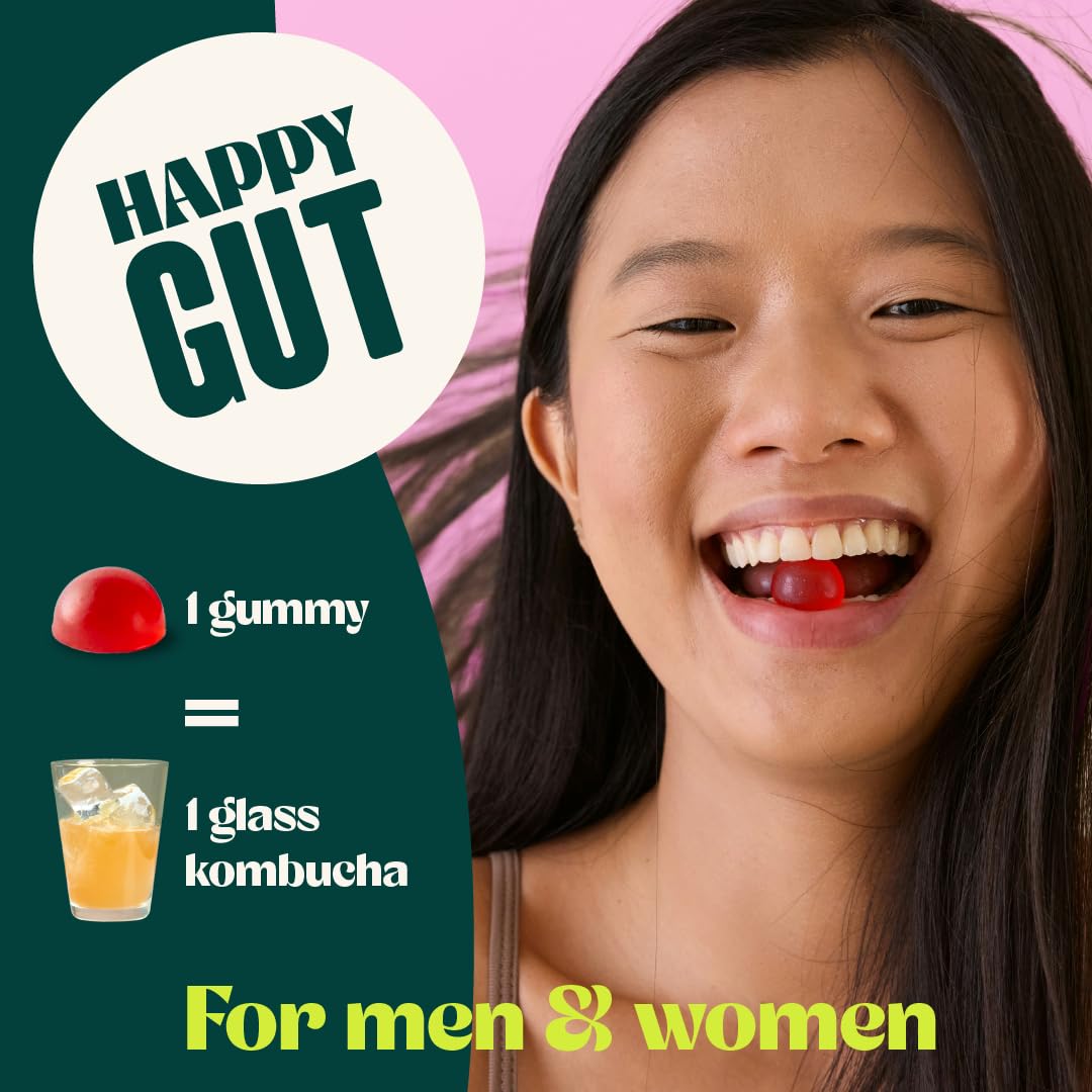 BoochBod - Probiotic Kombucha Gummy - Prebiotics, Probiotics, Postbiotics, Fiber Supplement, Slippery Elm, Dandelion Root - PrimeBioHealth - canada supplements