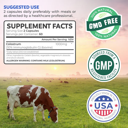 Bovine Colostrum for Women - Colostrum Supplement with 1,000mg per Serving and 30% IgG Immunoglobulins from First Milking - Low Heat Processed for Maximum Potency Non-GMO & Made in the US (2 Month) - PrimeBioHealth - canada supplements