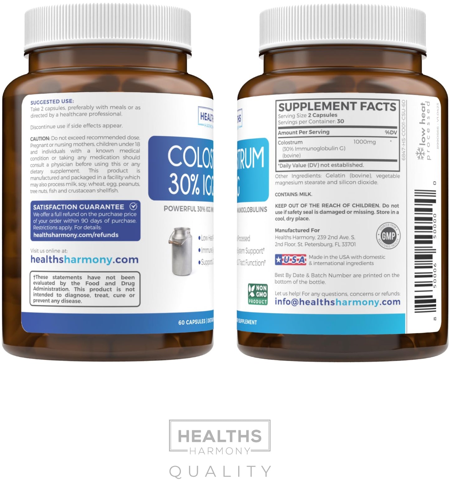 Bovine Colostrum for Women - Colostrum Supplement with 1,000mg per Serving and 30% IgG Immunoglobulins from First Milking - Low Heat Processed for Maximum Potency Non-GMO & Made in the US (2 Month) - PrimeBioHealth - canada supplements