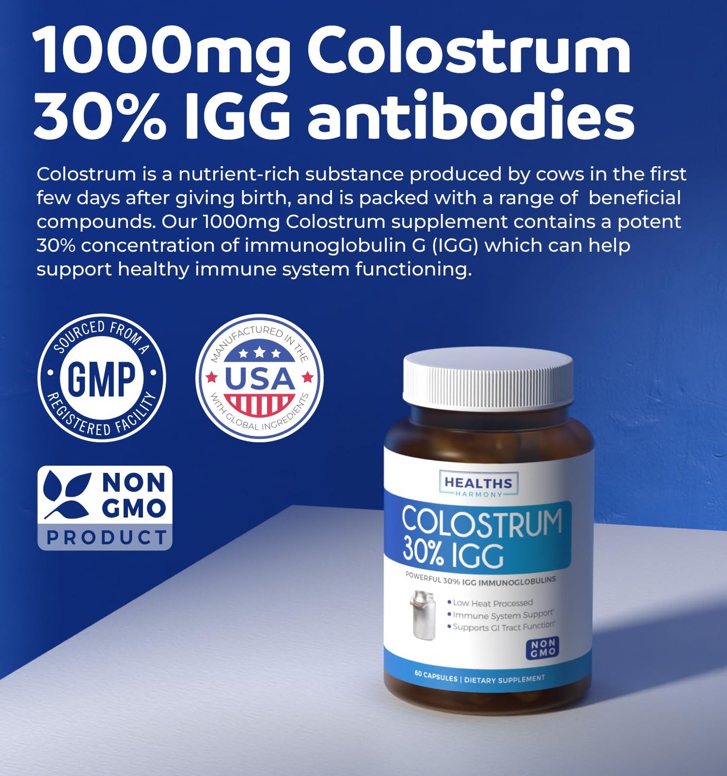 Bovine Colostrum for Women - Colostrum Supplement with 1,000mg per Serving and 30% IgG Immunoglobulins from First Milking - Low Heat Processed for Maximum Potency Non-GMO & Made in the US (2 Month) - PrimeBioHealth - canada supplements