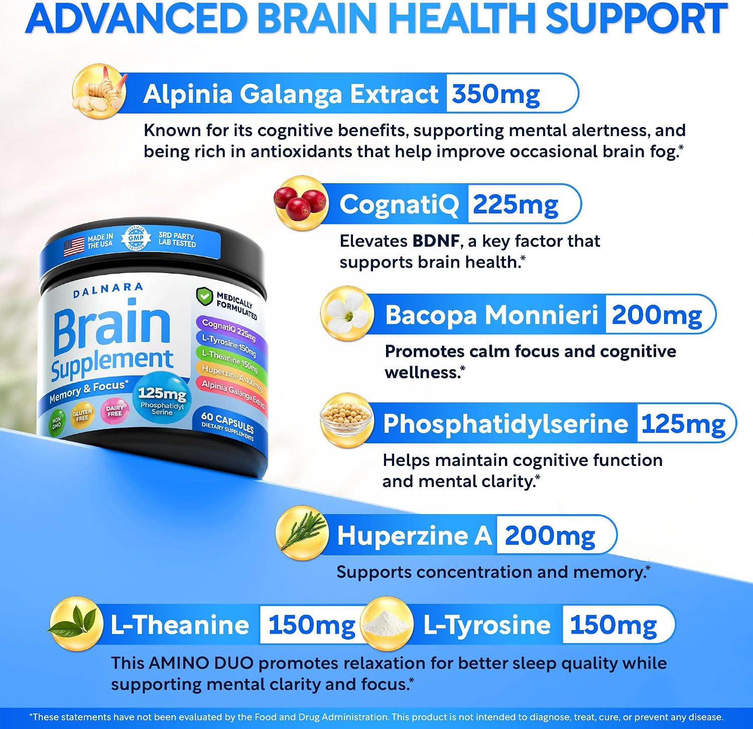 Brain Fog Supplement for Women – Memory & Focus Support for Perimenopause and Menopause – Cognitive Support with Phosphatidylserine, CognatiQ & L-Theanine – Brain Health Capsules – 60 Count - PrimeBioHealth - canada supplements
