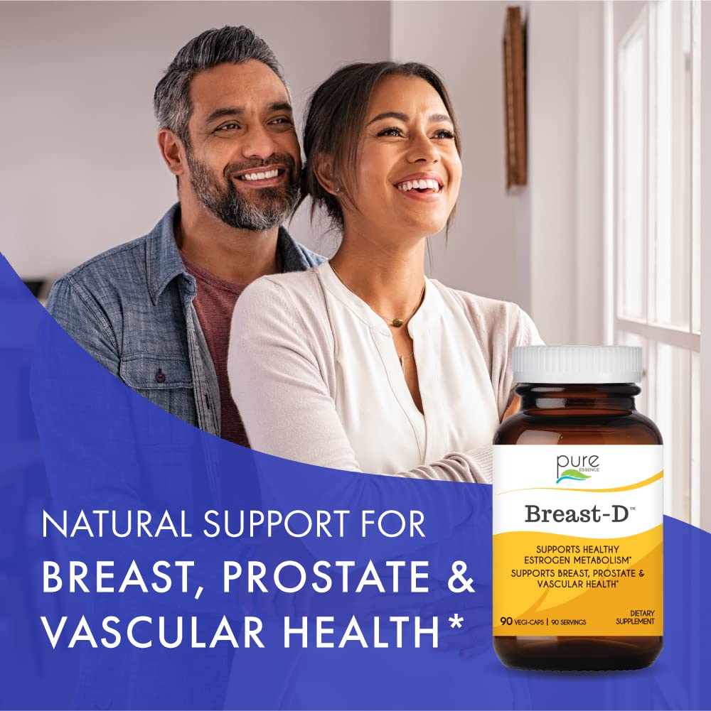 Breast D by Pure Essence - Natural Supplement for Estrogen Balance, Hormonal Acne, and Menopause Support with Vitamin D3, Calcium, Green Tea & Lycopene - 30 Capsules - PrimeBioHealth - canada supplements