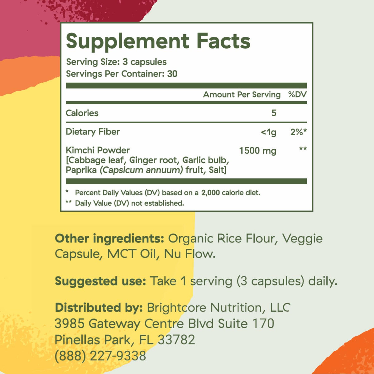 Brightcore Nutrition - Kimchi One, Kimchi Powder Capsules, Probiotics, Enzymes, & Antioxidant Supplement, Premium Gut Health Superfood - PrimeBioHealth - canada supplements