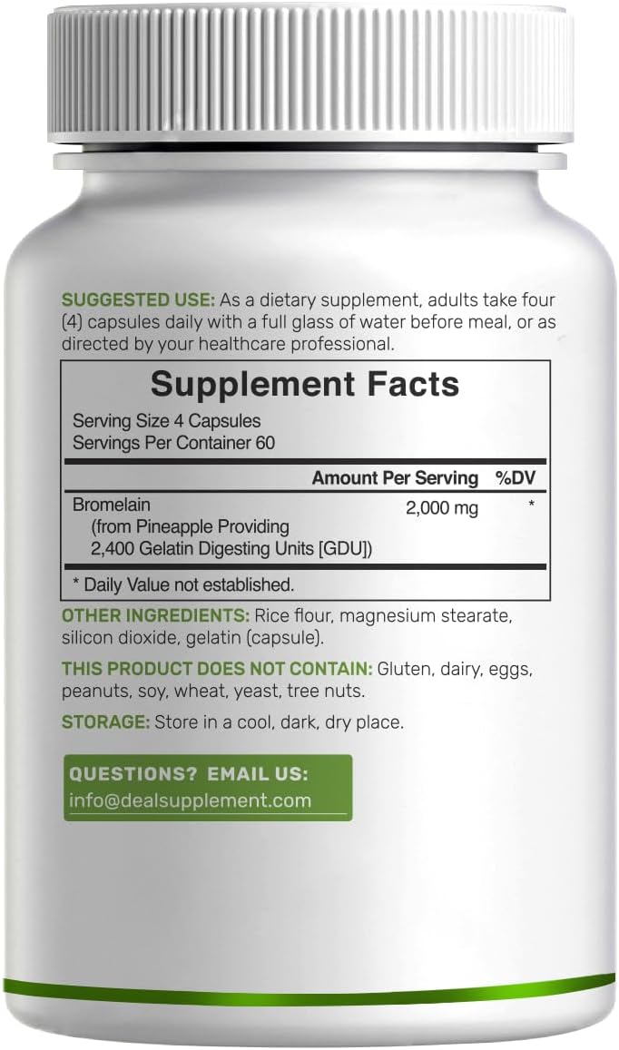 Bromelain Supplement 2,000mg Per Serving, 240 Capsules – Natural Proteolytic Enzymes from Fresh Pineapple – Supports Nutrient Digestion - PrimeBioHealth - canada supplements