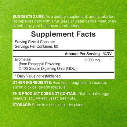 Bromelain Supplement 2,000mg Per Serving, 240 Capsules – Natural Proteolytic Enzymes from Fresh Pineapple – Supports Nutrient Digestion - PrimeBioHealth - canada supplements