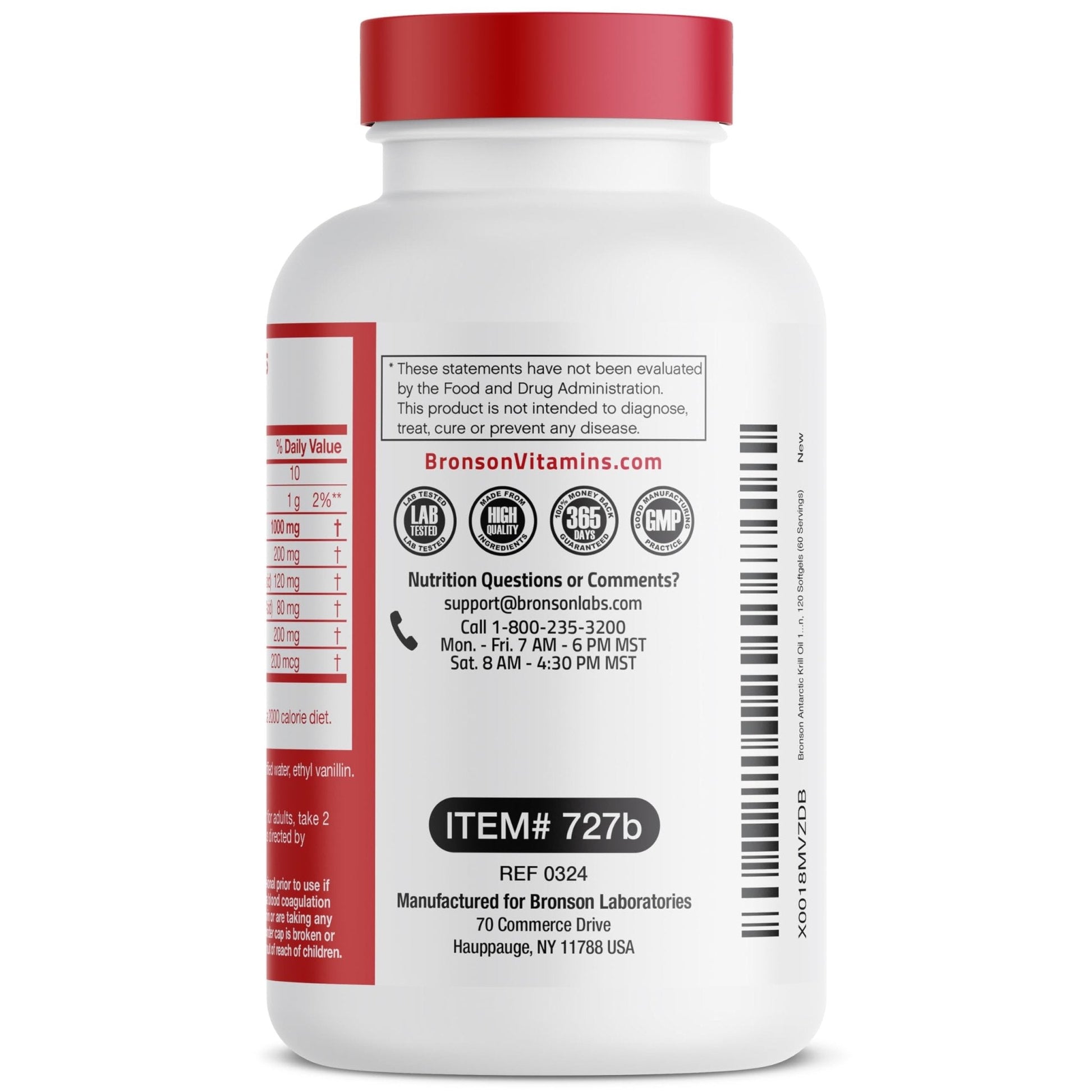 Bronson Antarctic Krill Oil 1000 mg with Omega-3s EPA, DHA, Astaxanthin and Phospholipids 120 Softgels - PrimeBioHealth - canada supplements
