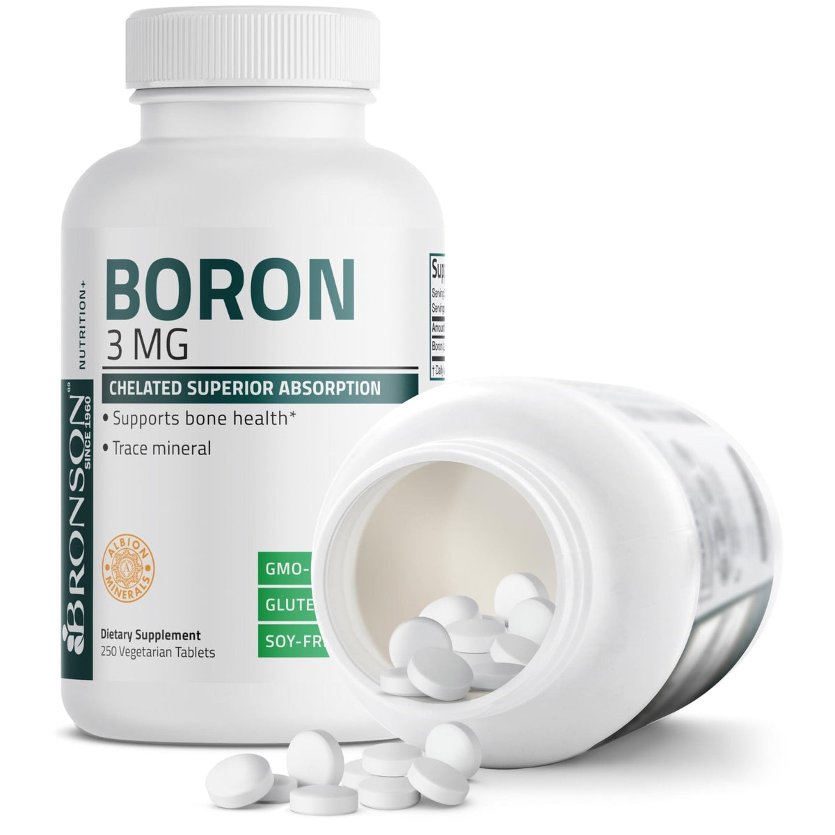 Bronson Boron 3 MG Chelated Superior Absorption Supports Bone Health Trace Mineral, Non-GMO, 250 Vegetarian Tablets - PrimeBioHealth - canada supplements