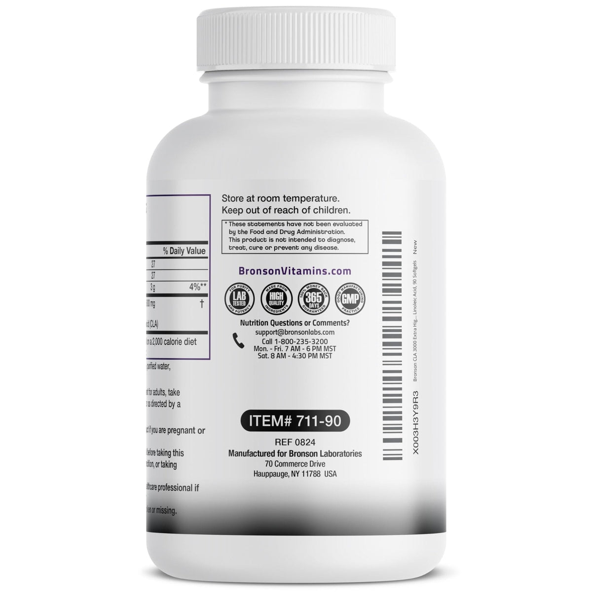 Bronson CLA 3000 Extra High Potency Supports Healthy Weight Management Lean Muscle Mass Non-Stimulating Conjugated Linoleic Acid 120 Softgels - PrimeBioHealth - canada supplements