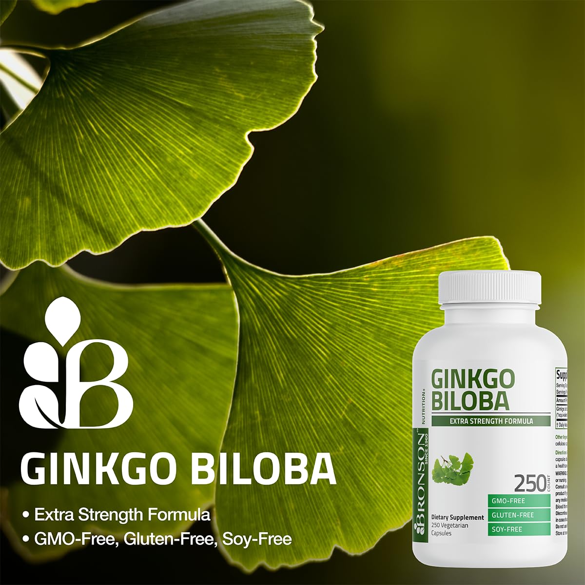 Bronson Ginkgo Biloba Extra Strength Supports Brain Function & Memory Support, 120 Vegetarian Capsules - PrimeBioHealth - canada supplements