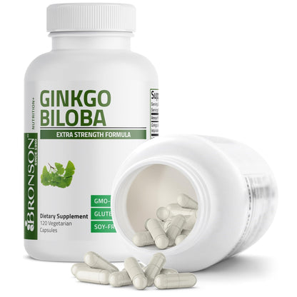 Bronson Ginkgo Biloba Extra Strength Supports Brain Function & Memory Support, 120 Vegetarian Capsules - PrimeBioHealth - canada supplements