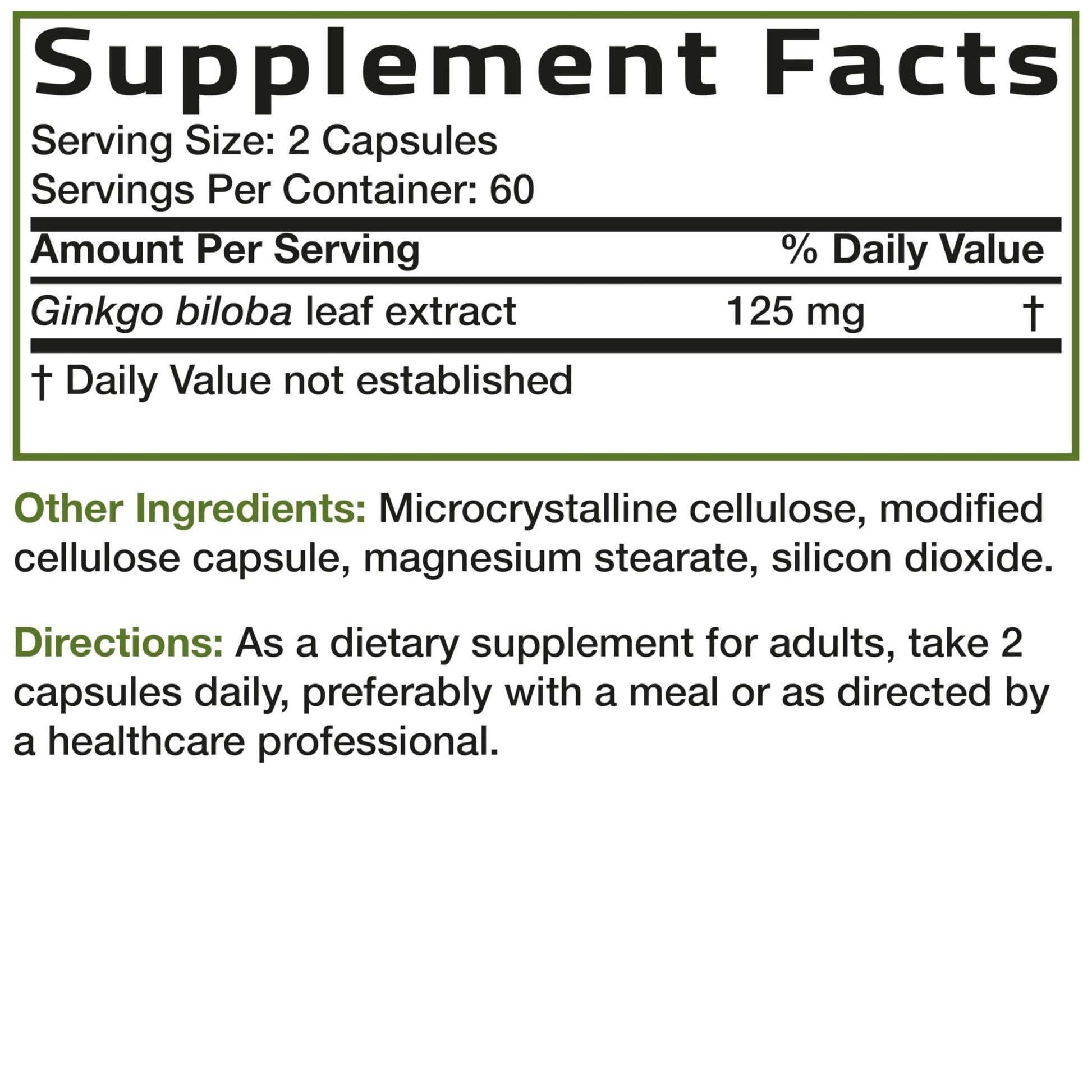 Bronson Ginkgo Biloba Extra Strength Supports Brain Function & Memory Support, 120 Vegetarian Capsules - PrimeBioHealth - canada supplements