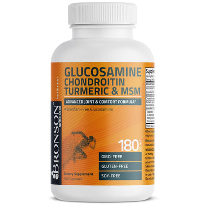 Bronson Glucosamine Chondroitin Turmeric & MSM Advanced Joint & Cartilage Formula, Supports Healthy Joints, Mobility & Cartilage - Non-GMO, 60 Capsules - PrimeBioHealth - canada supplements