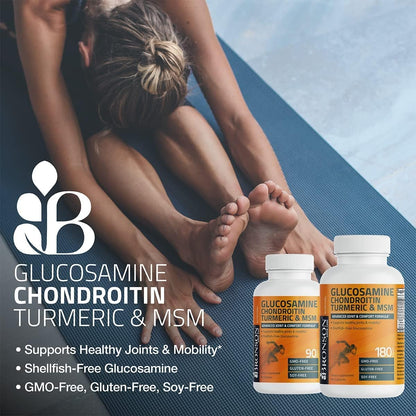 Bronson Glucosamine Chondroitin Turmeric & MSM Advanced Joint & Cartilage Formula, Supports Healthy Joints, Mobility & Cartilage - Non-GMO, 60 Capsules - PrimeBioHealth - canada supplements