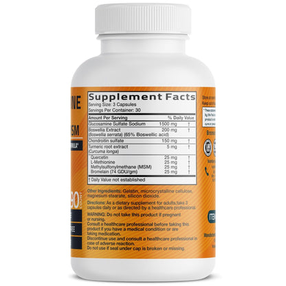 Bronson Glucosamine Chondroitin Turmeric & MSM Advanced Joint & Cartilage Formula, Supports Healthy Joints, Mobility & Cartilage - Non-GMO, 60 Capsules - PrimeBioHealth - canada supplements