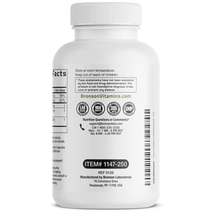 Bronson L-Lysine Defense Immune Support Complex 1500 MG L-Lysine Plus Olive Leaf, Garlic, Vitamin C and Zinc - Non-GMO, 90 Vegetarian Capsules - PrimeBioHealth - canada supplements