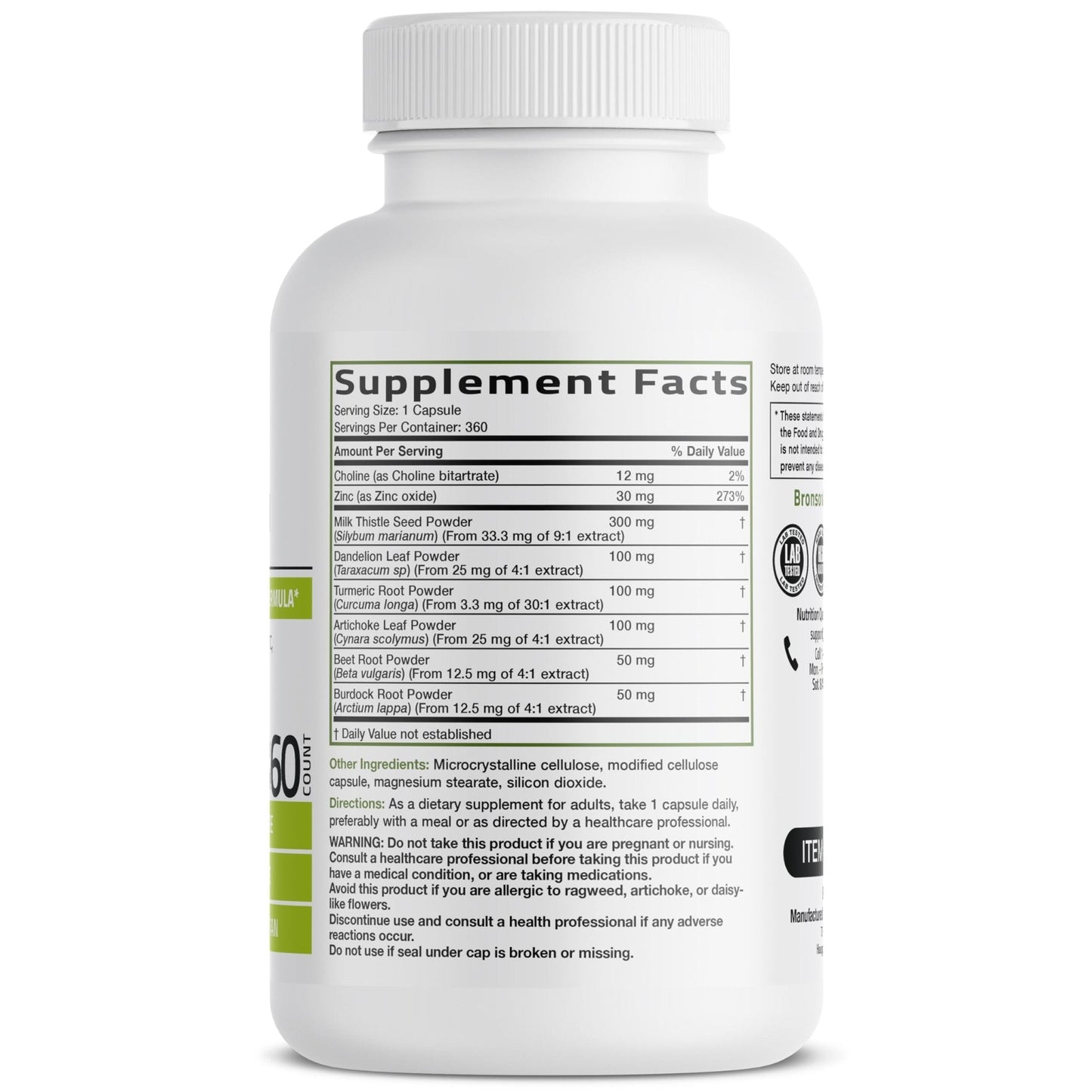 Bronson Liver Detox Advanced Detox & Cleansing Formula Supports Health Liver Function with Milk Thistle, Dandelion Extract, Turmeric, Artichoke Leaf & More, Non-GMO, 60 Vegetarian Capsules - PrimeBioHealth - canada supplements