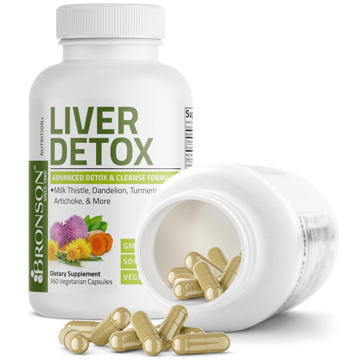 Bronson Liver Detox Advanced Detox & Cleansing Formula Supports Health Liver Function with Milk Thistle, Dandelion Extract, Turmeric, Artichoke Leaf & More, Non-GMO, 60 Vegetarian Capsules - PrimeBioHealth - canada supplements