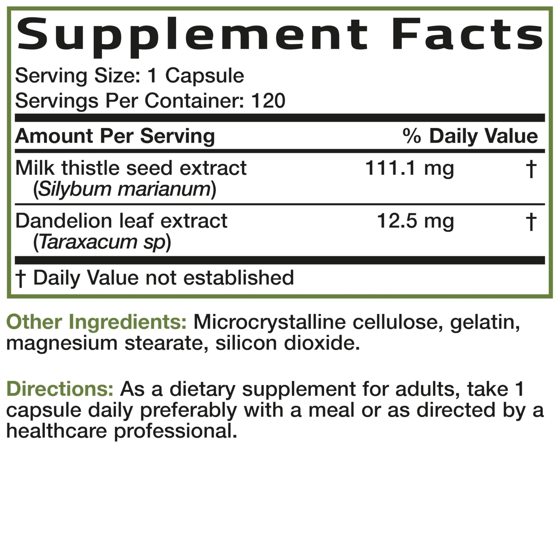 Bronson Milk Thistle Silymarin Marianum & Dandelion Extract Liver Health Support, Antioxidant Support, Detox, 120 Capsules - PrimeBioHealth - canada supplements