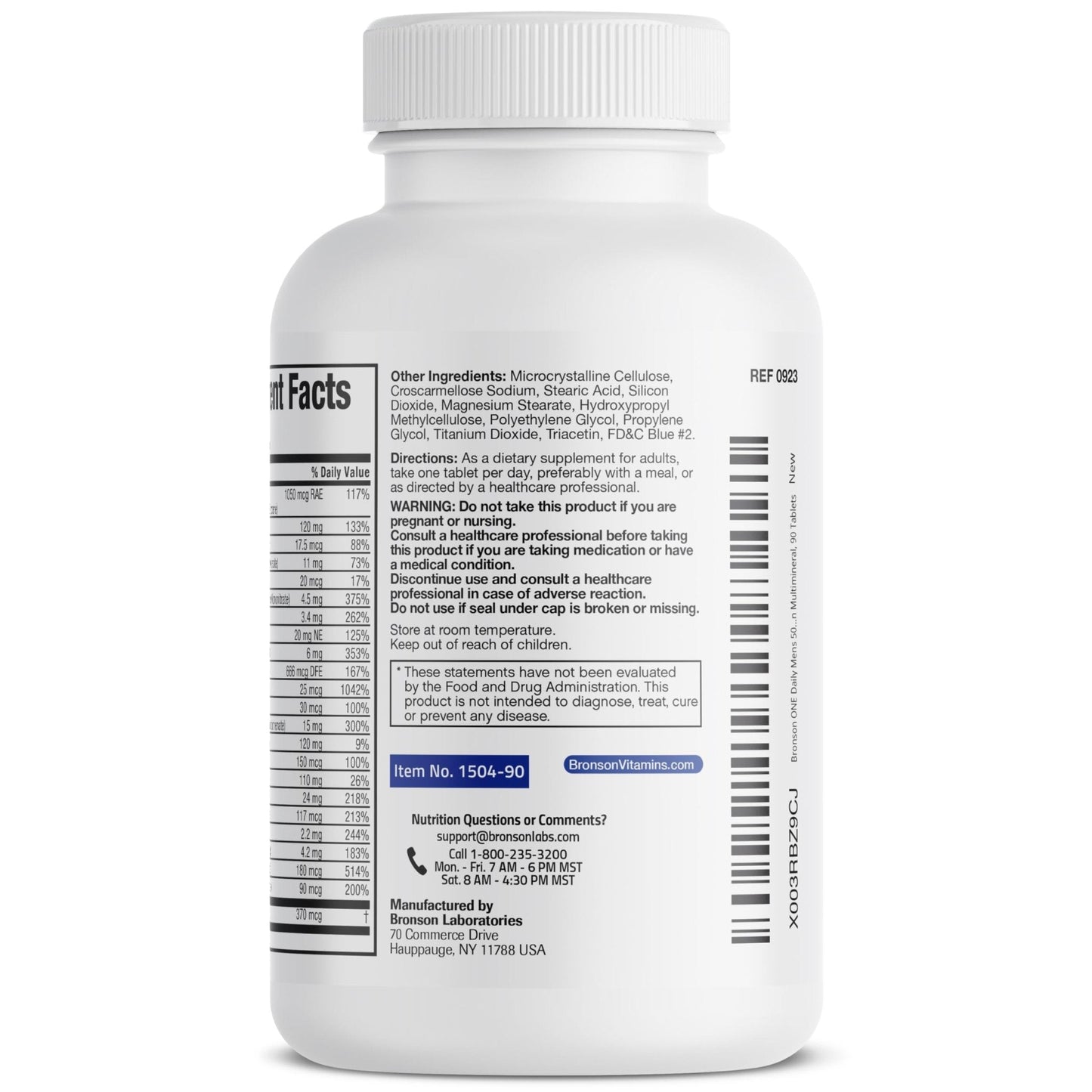 Bronson ONE Daily Mens 50+ Complete Multivitamin Multimineral, 180 Tablets - PrimeBioHealth - canada supplements