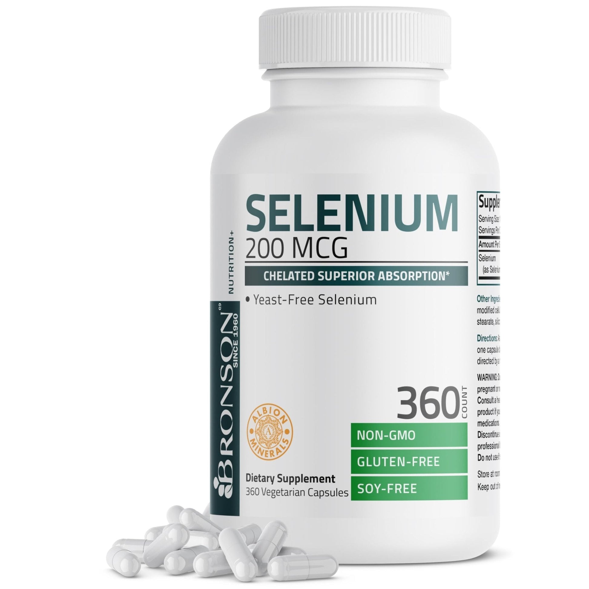 Bronson Selenium 200 mcg – Yeast Free Chelated Amino Acid Complex - Essential Trace Mineral with Superior Absorption, 250 Vegetarian Capsules - PrimeBioHealth - canada supplements