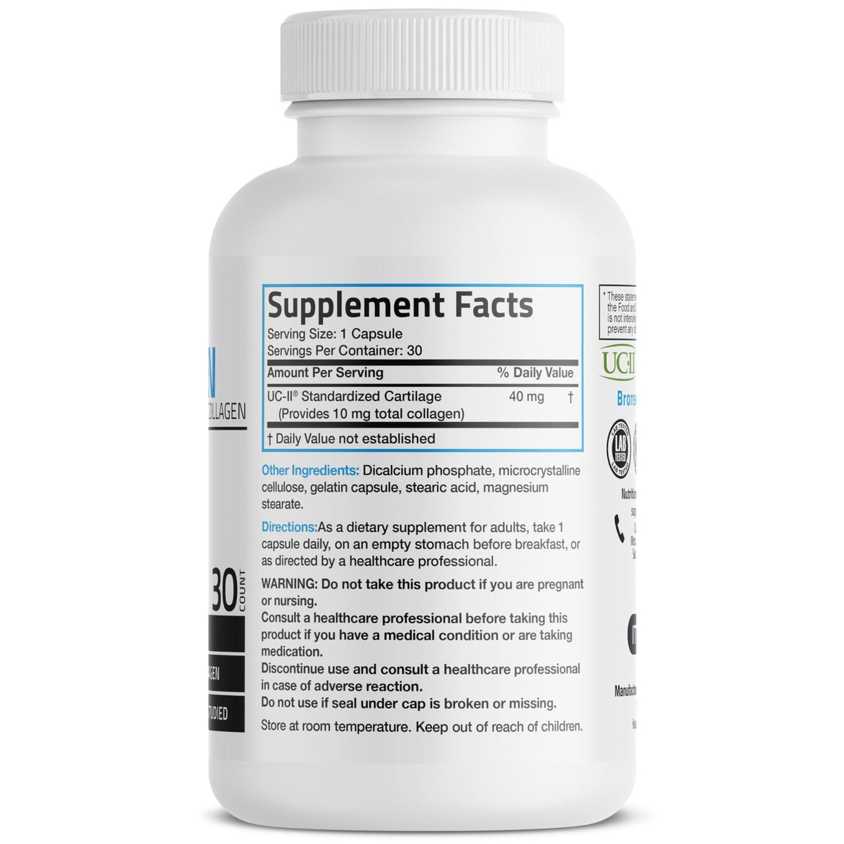 Bronson UC-II Type II Collagen with Undenatured Type II Collagen, 30 Capsules - PrimeBioHealth - canada supplements