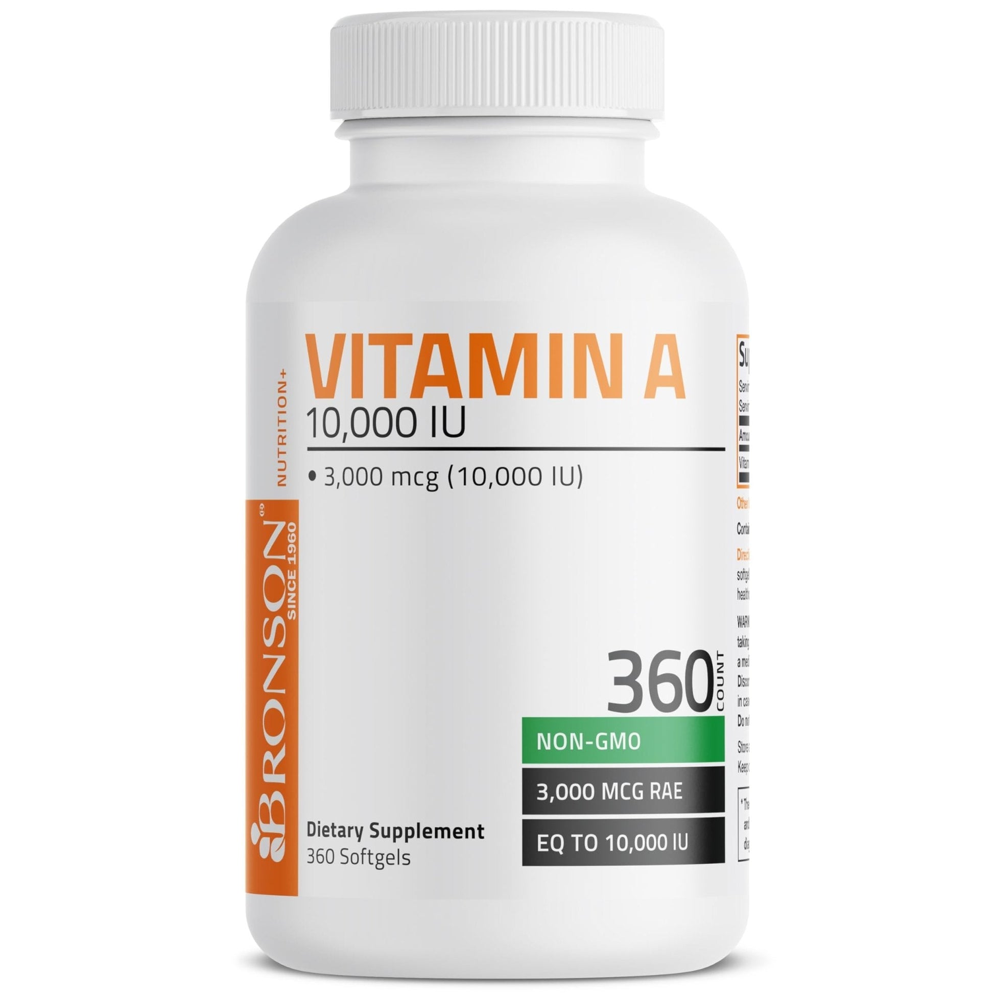 Bronson Vitamin A 10,000 IU Premium Non-GMO Formula Supports Healthy Vision & Immune System and Healthy Growth & Reproduction, 360 Softgels - PrimeBioHealth - canada supplements