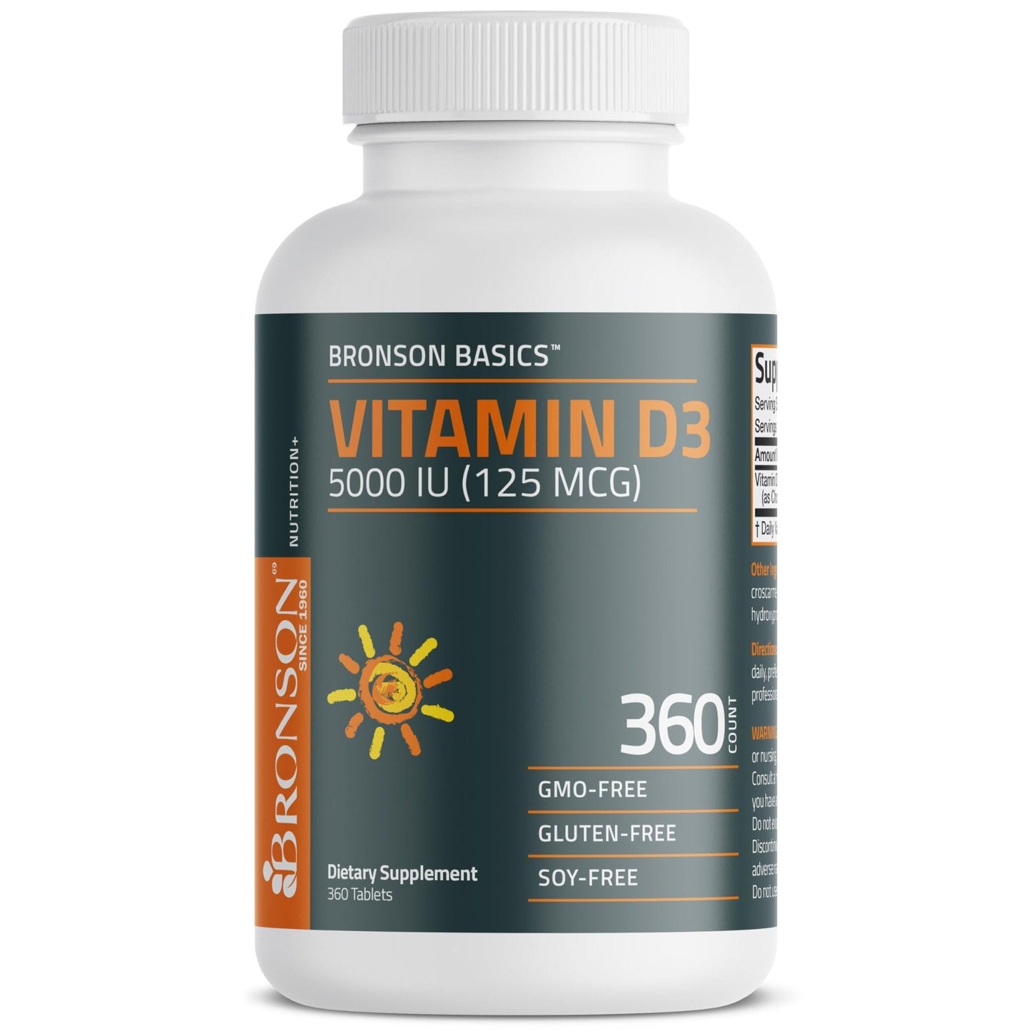 Bronson Vitamin D3 5000iu (125mcg) Healthy Muscle Function and Immune Support, Non-GMO, 360 Tablets - PrimeBioHealth - canada supplements