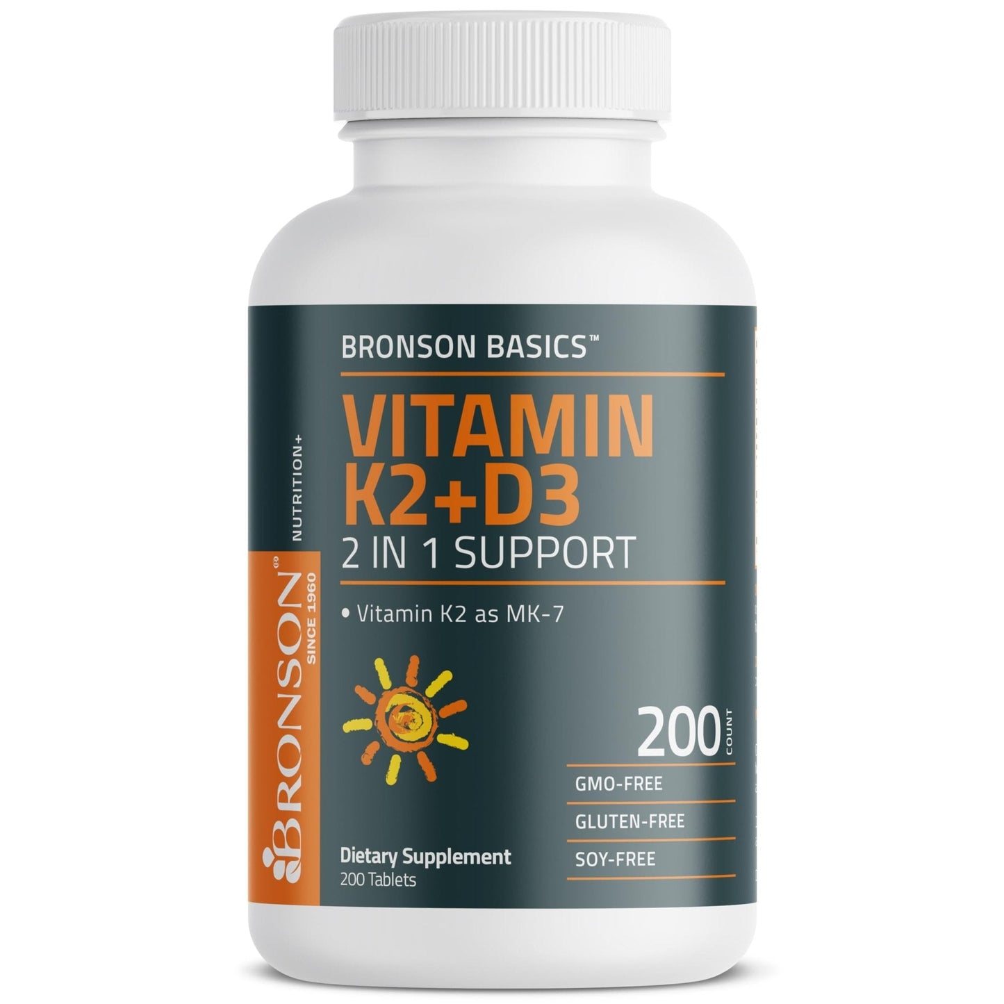 Bronson Vitamin K2 D3 (MK7) Supplement Non-GMO Formula Vitamin D3 5000IU (125 mcg) & 90 mcg K2 MK-7, Easy to Swallow D & K Complex, 120 Tablets - PrimeBioHealth - canada supplements