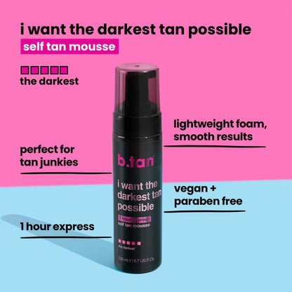 b.tan Ultra Dark Self Tanner Mousse | I Want The Darkest Tan Possible - Fast, 1 Hour Express - PrimeBioHealth - canada supplements