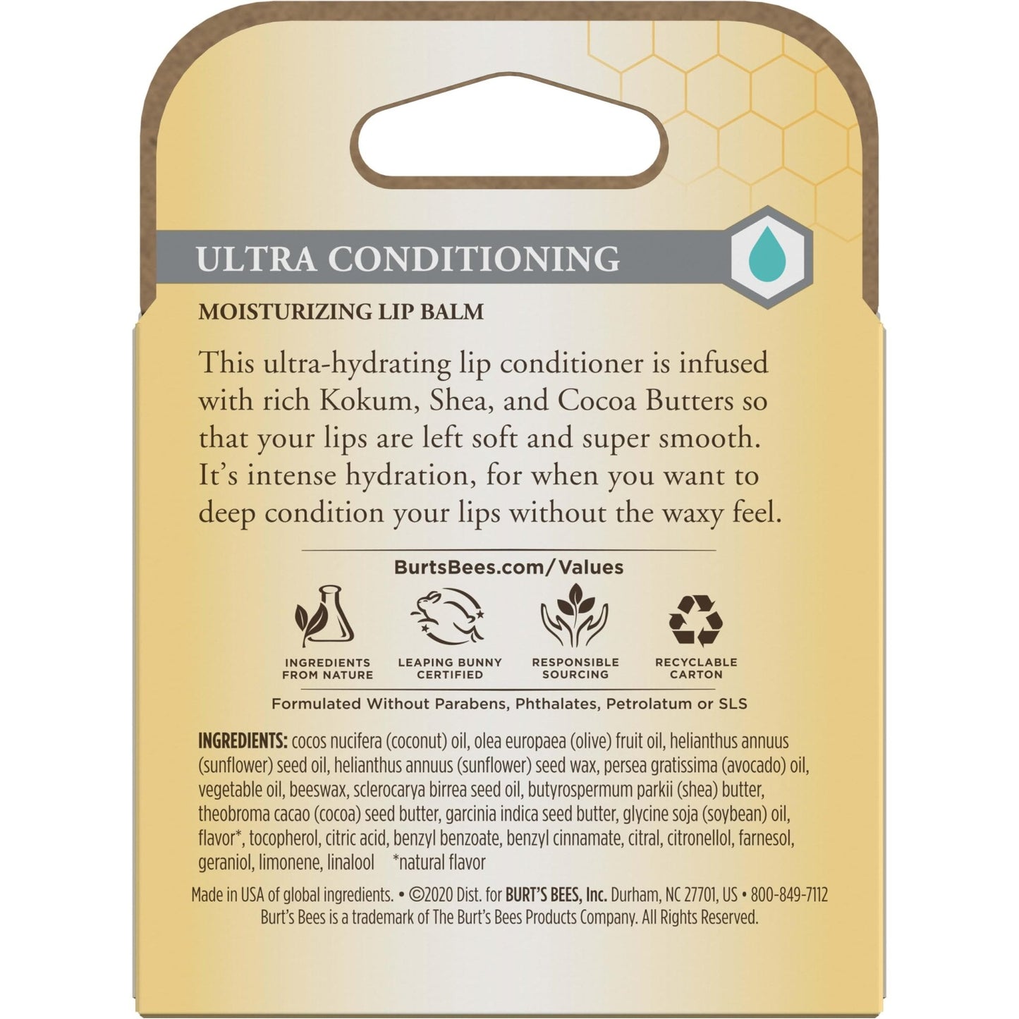 Burt's Bees Lip Balm, Moisturizing Lip Care, 100% Natural Origin, Ultra Conditioning with Shea, Cocoa & Kokum Butter (4 Pack) - PrimeBioHealth - canada supplements