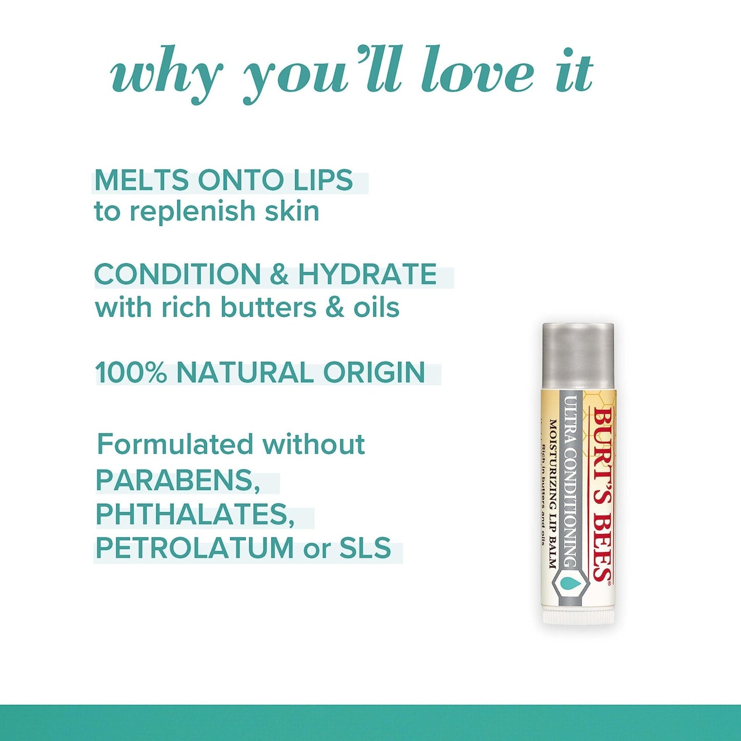 Burt's Bees Lip Balm, Moisturizing Lip Care, 100% Natural Origin, Ultra Conditioning with Shea, Cocoa & Kokum Butter (4 Pack) - PrimeBioHealth - canada supplements