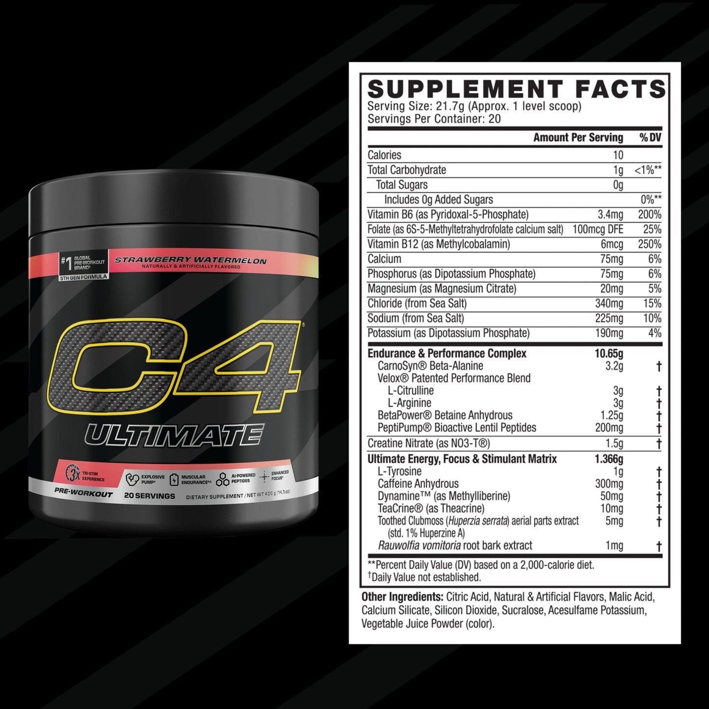 C4 Ultimate Pre Workout Powder Watermelon - Sugar Free Preworkout Energy Supplement for Men & Women - 300mg Caffeine + 3.2g Beta Alanine - PrimeBioHealth - canada supplements