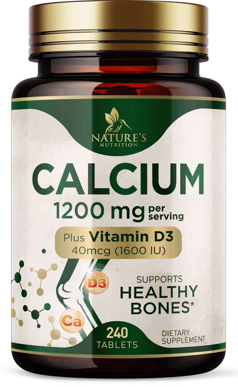 Calcium 1200 mg with Vitamin D3 - Per Serving - Bone Health Supplement - Vitamin D & Calcium Supplements for Women & Men - Bone Strength Support - PrimeBioHealth - canada supplements